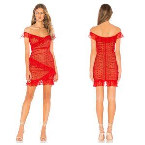 Majorelle Bandit Ruffle Sheer Bodycon Mini Dress Cocktail Party - XS